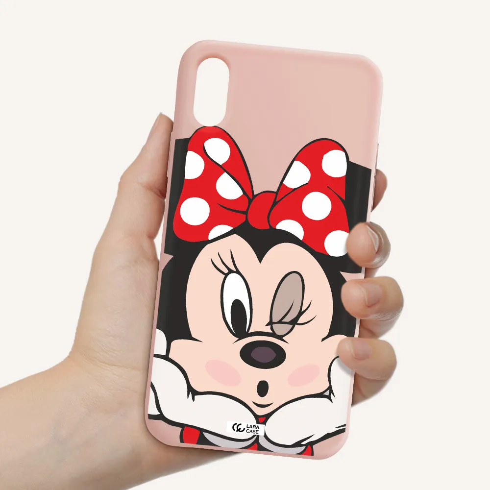 Minnie Mouse Apple iPhone X Silicone pastel pink Case