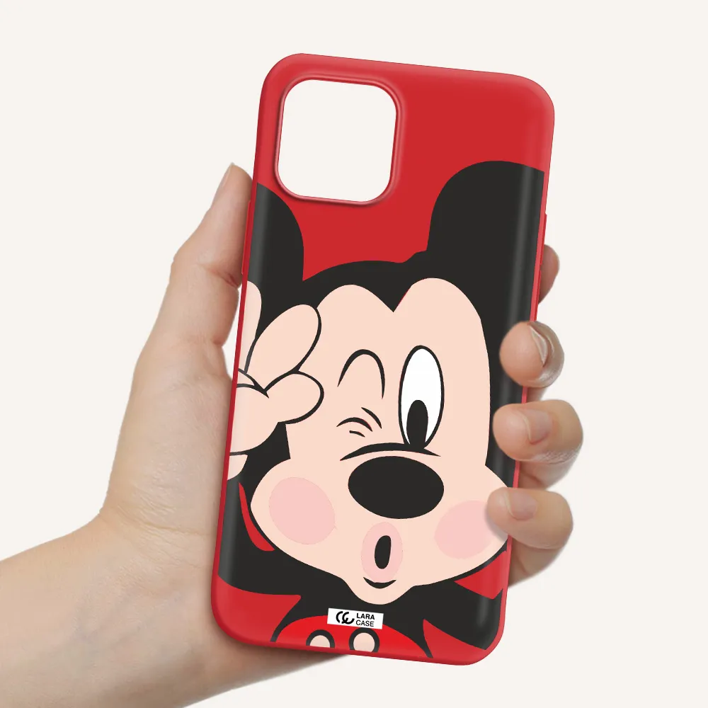 Mickey Mouse Apple iPhone 12 Silicone Imperial Red Case
