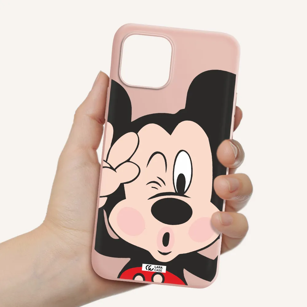 Mickey Mouse Apple iPhone 12 Silicone pastel pink Case