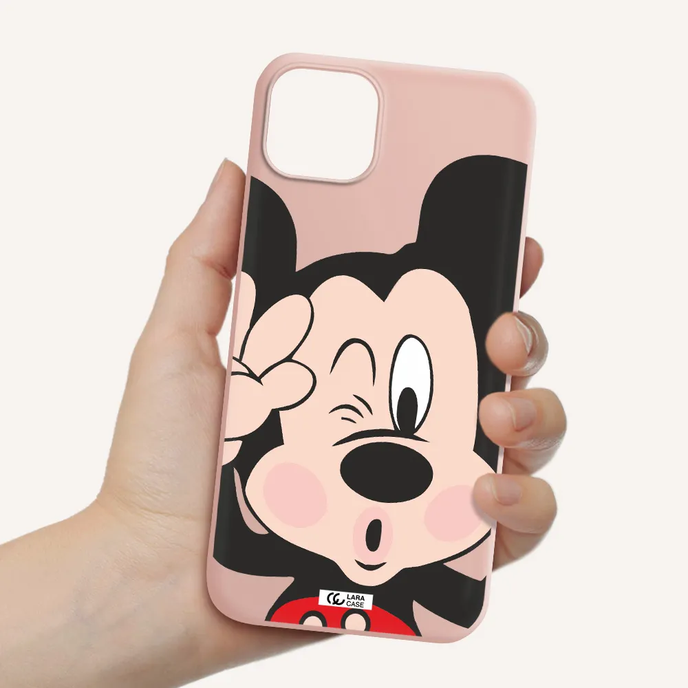 Mickey Mouse Apple iPhone 14 plus Silicone pastel pink Case