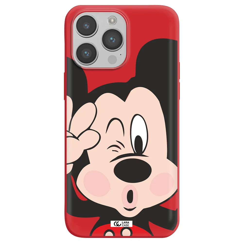 Mickey Mouse Apple iPhone 14 pro Silicone Imperial Red Case
