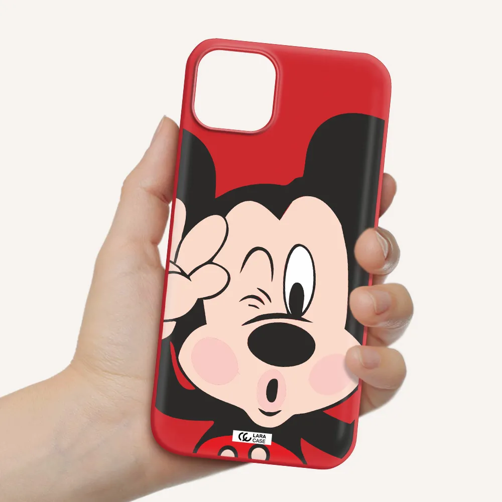 Mickey Mouse Apple iPhone 14 Silicone Imperial Red Case
