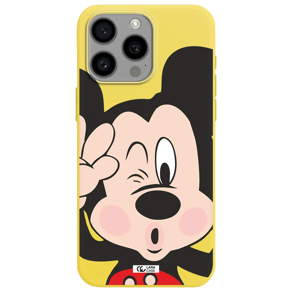 Mickey Mouse Apple Iphone 15 Pro max Silicone canary yellow Case