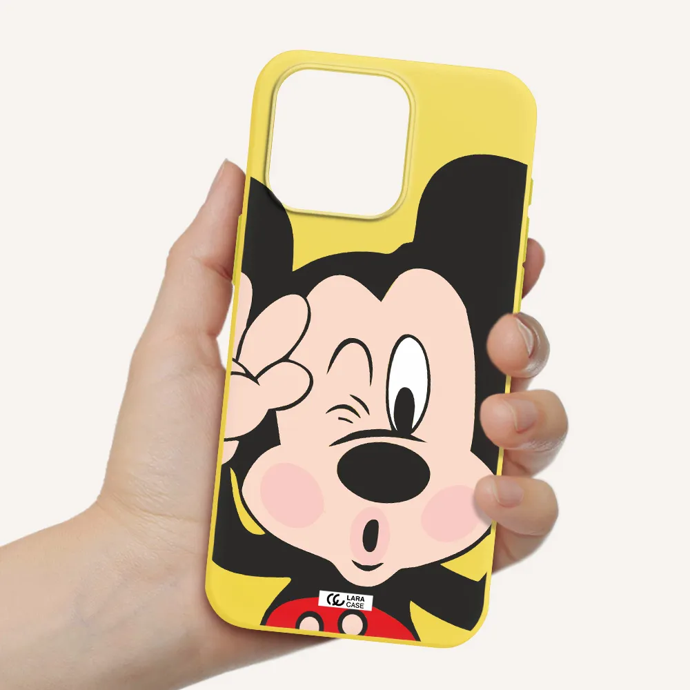 Mickey Mouse Apple Iphone 15 Pro max Silicone canary yellow Case