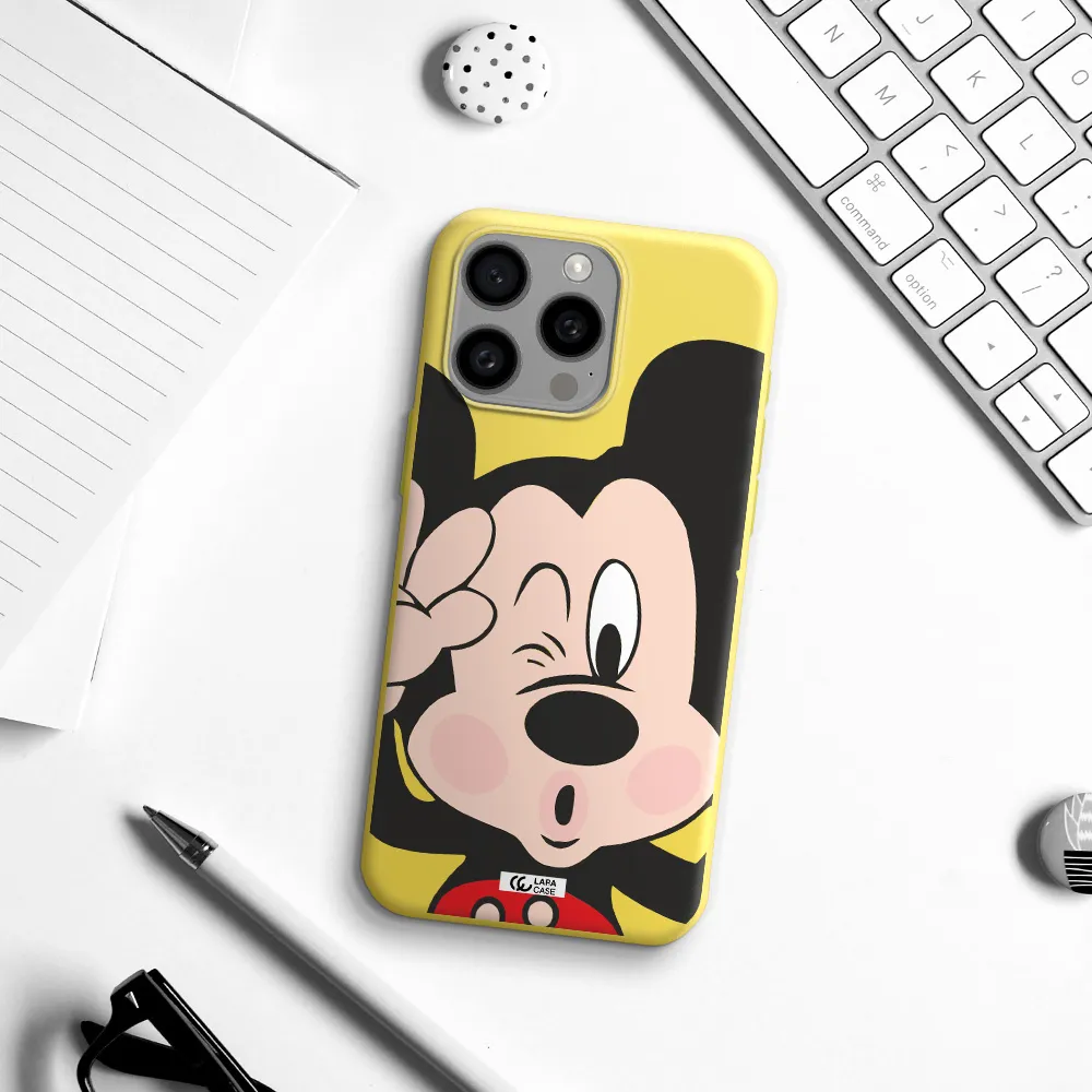 Mickey Mouse Apple Iphone 15 Pro max Silicone canary yellow Case