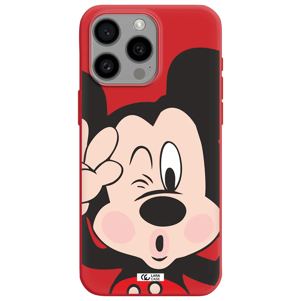 Mickey Mouse Apple Iphone 15 Pro Max Silicone Imperial Red Case