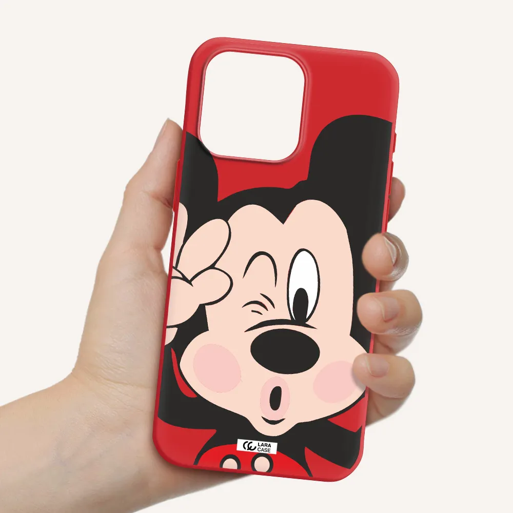 Mickey Mouse Apple Iphone 15 Pro Max Silicone Imperial Red Case