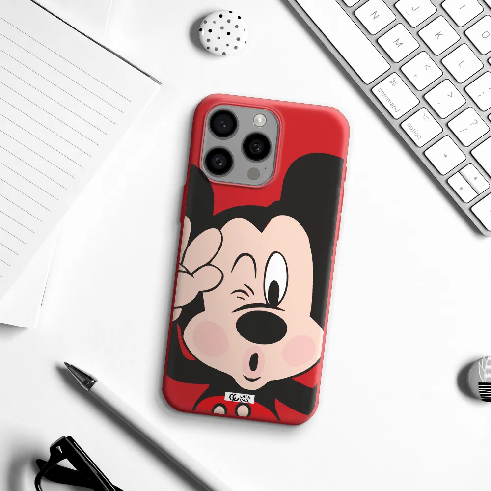 Mickey Mouse Apple Iphone 15 Pro Max Silicone Imperial Red Case
