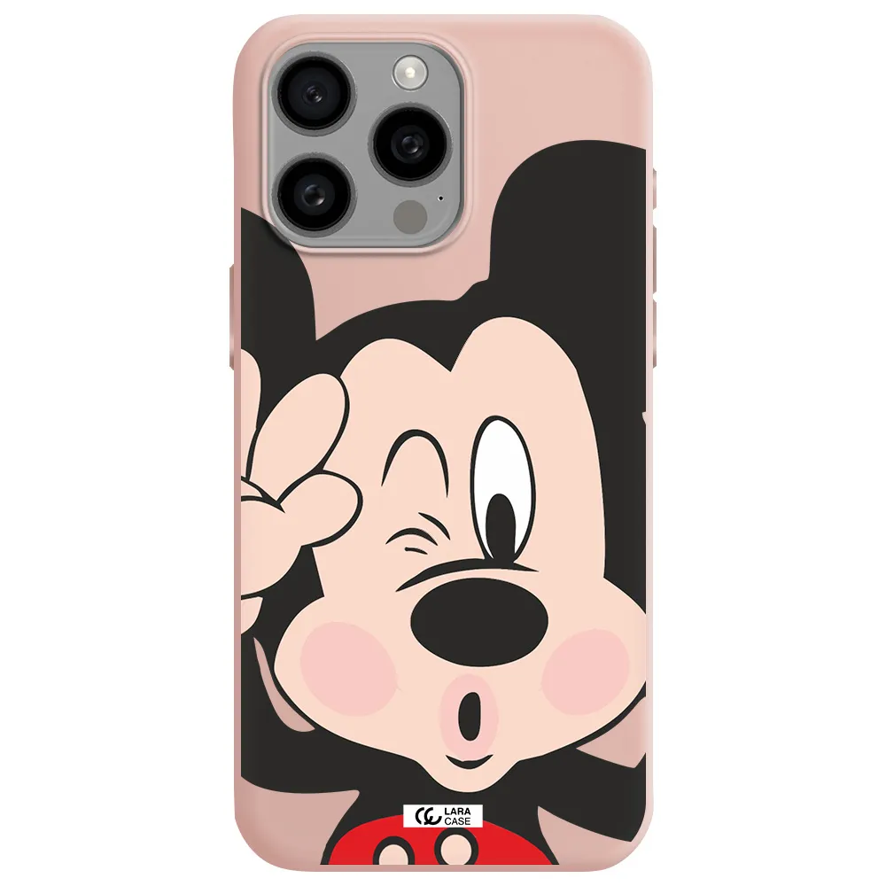Mickey Mouse Apple Iphone 15 Pro max Silicone pastel pink Case