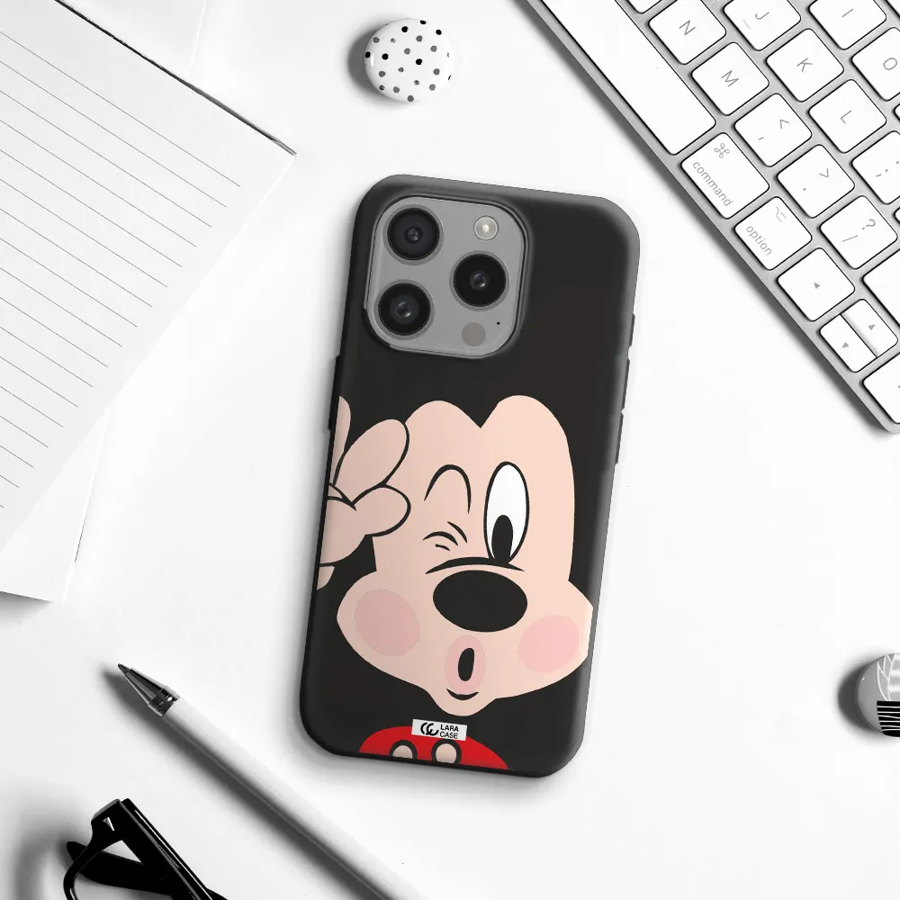 Mickey Mouse Apple Iphone 15 Pro Silicone Black Case