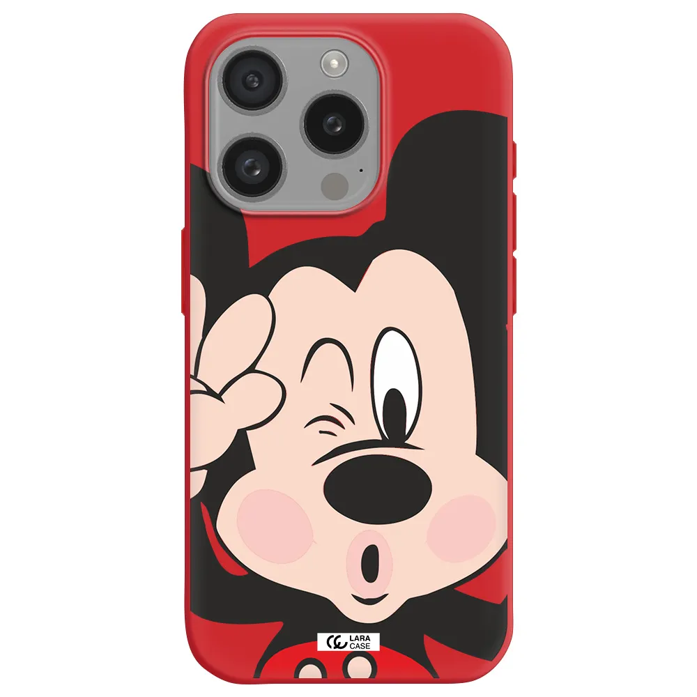 Mickey Mouse Apple Iphone 15 Pro Silicone Imperial Red Case