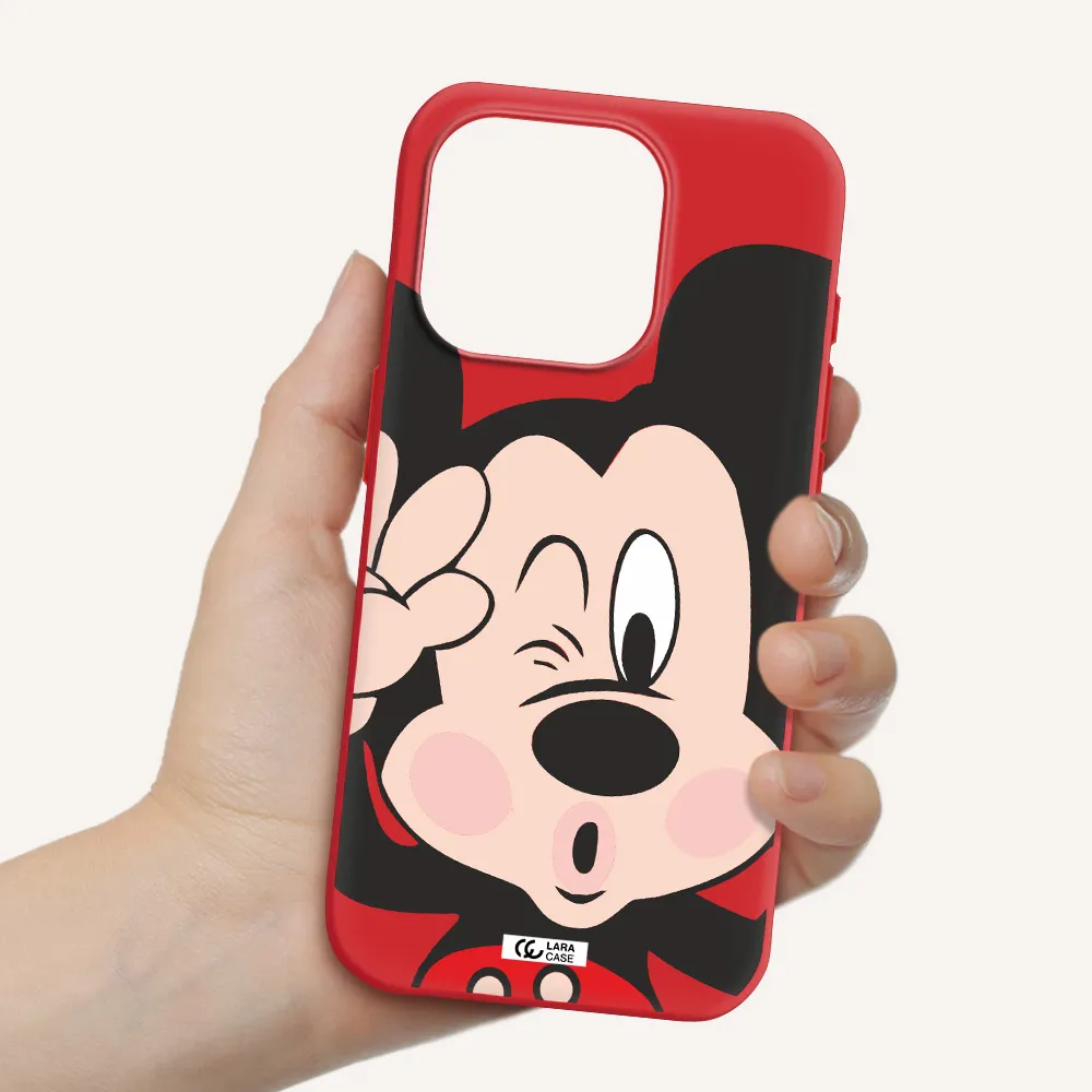 Mickey Mouse Apple Iphone 15 Pro Silicone Imperial Red Case