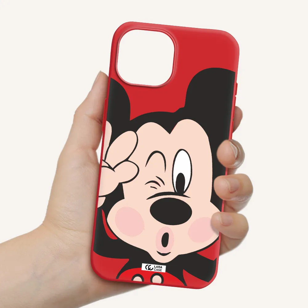 Mickey Mouse Apple Iphone 15 Silicone Imperial Red Case