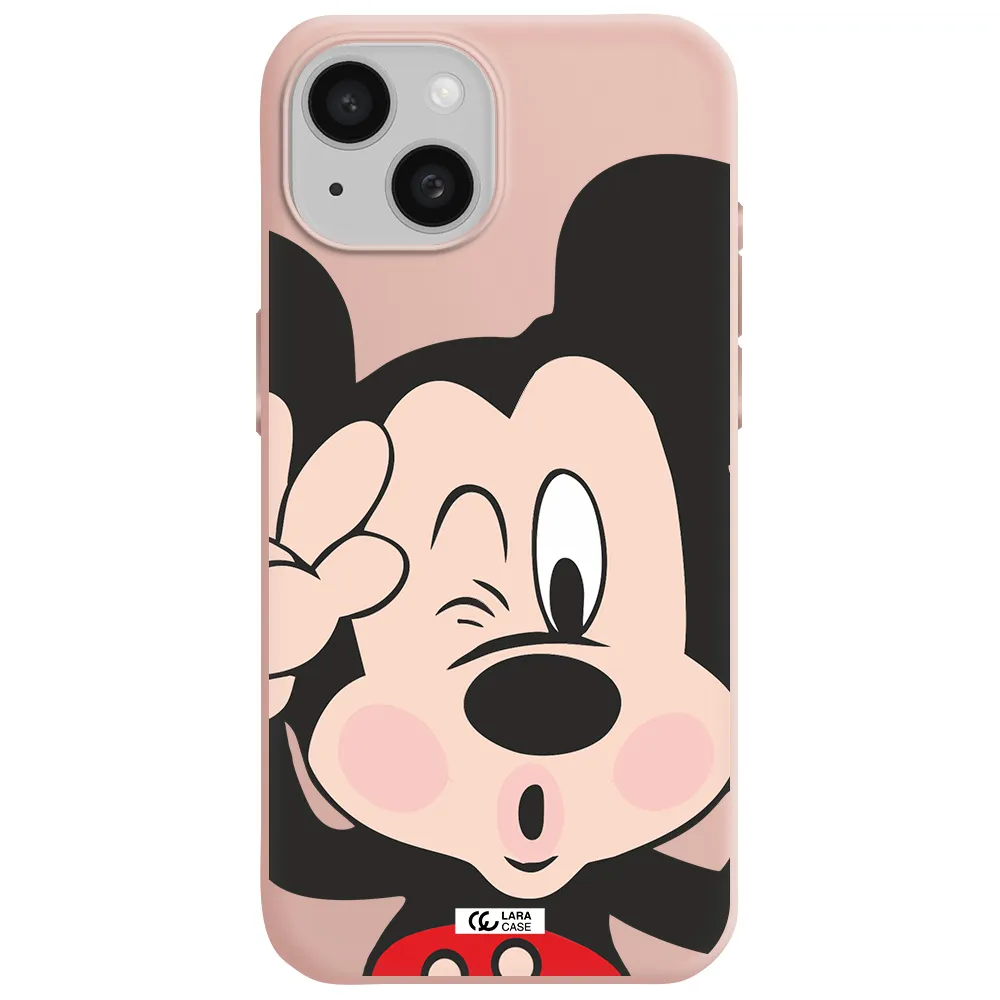 Mickey Mouse Apple Iphone 15 Silicone Pastel Pink Case