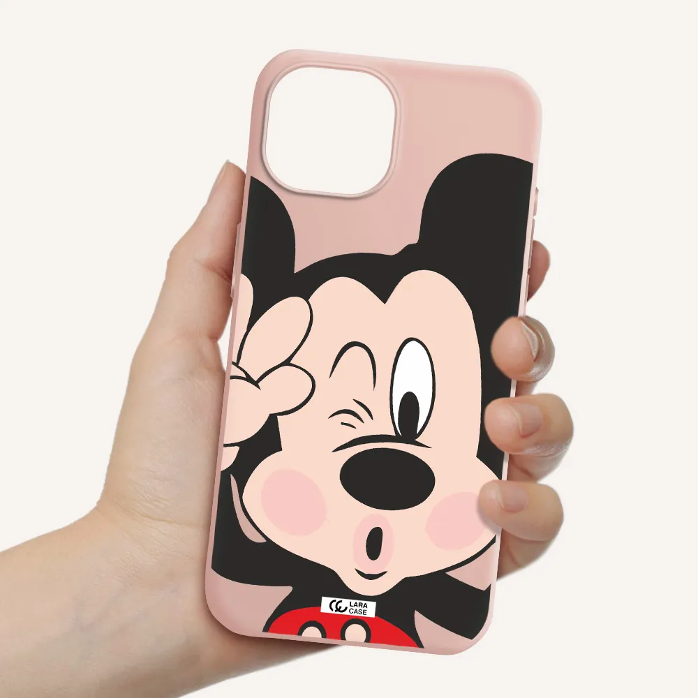 Mickey Mouse Apple Iphone 15 Silicone Pastel Pink Case