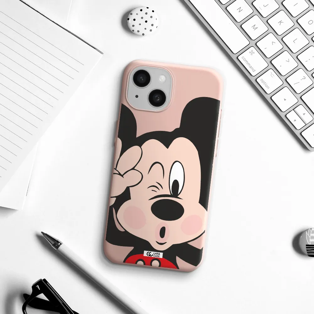 Mickey Mouse Apple Iphone 15 Silicone Pastel Pink Case