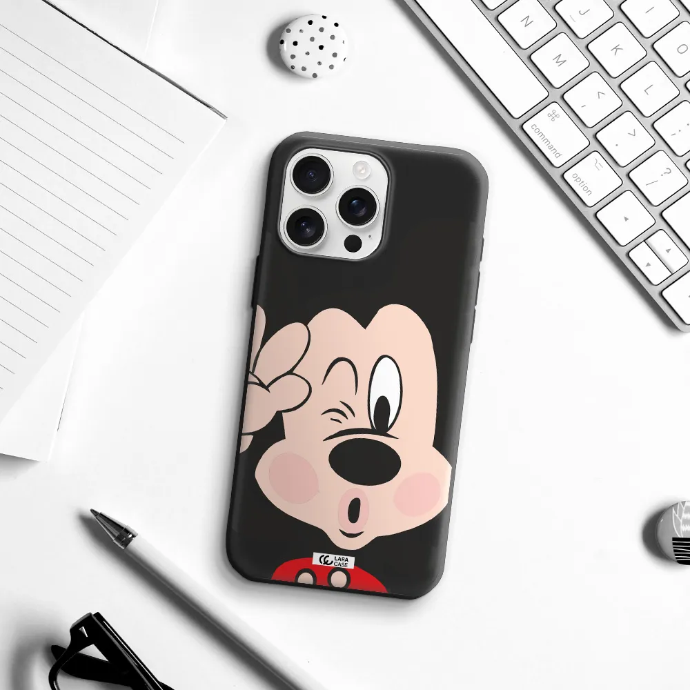 Mickey Mouse Apple Iphone 16 Pro Max Silicone Black Case