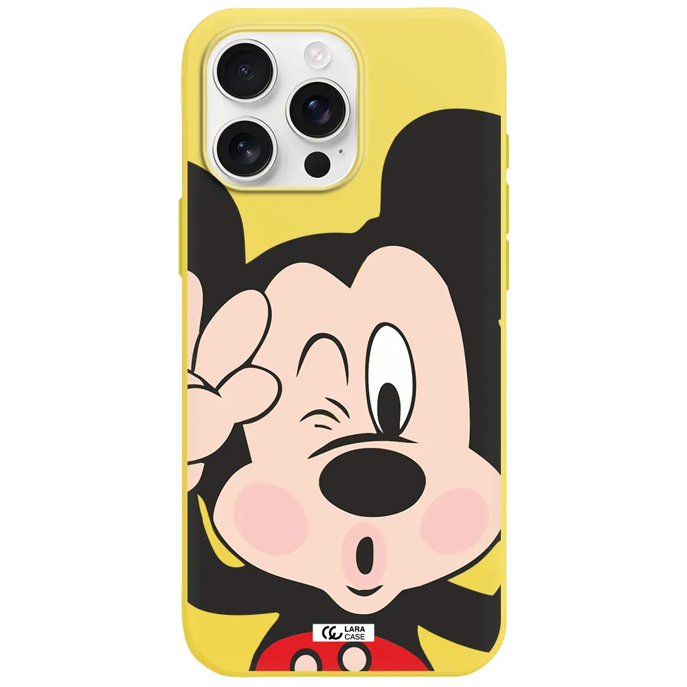 Mickey Mouse Apple Iphone 16 Pro Max Silicone Canary Yellow Case