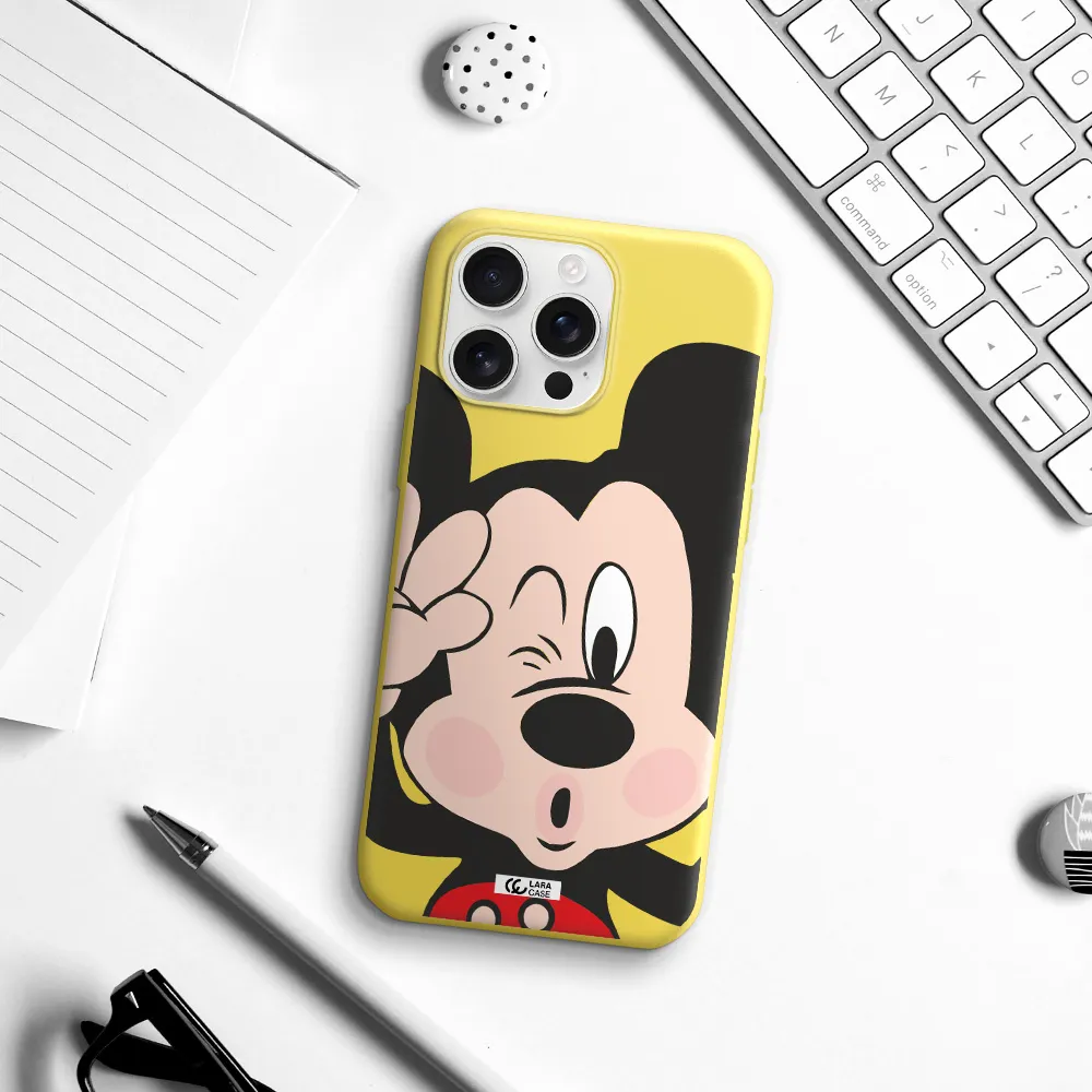 Mickey Mouse Apple Iphone 16 Pro Max Silicone Canary Yellow Case