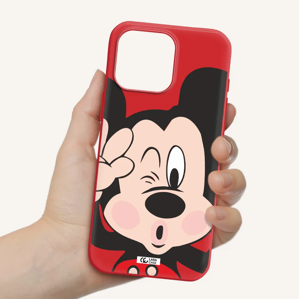 Mickey Mouse Apple Iphone 16 Pro Max Silicone Imperial Red Case