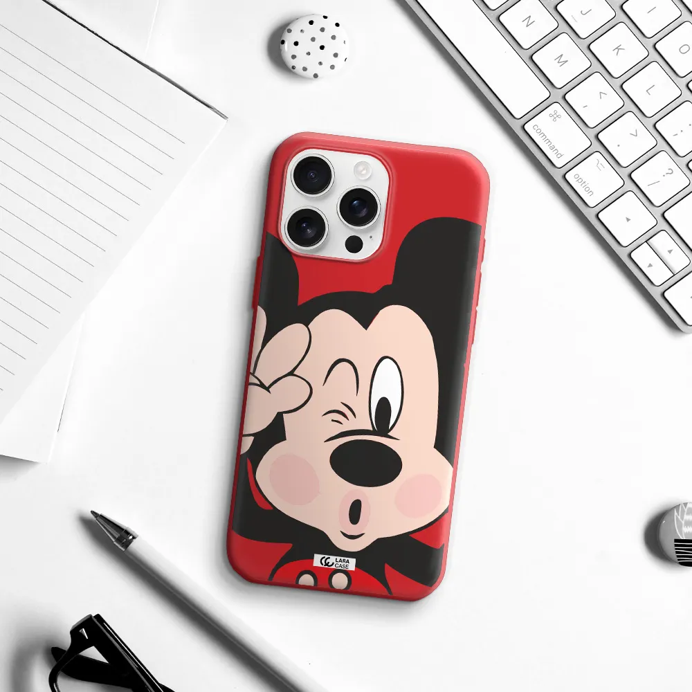 Mickey Mouse Apple Iphone 16 Pro Max Silicone Imperial Red Case