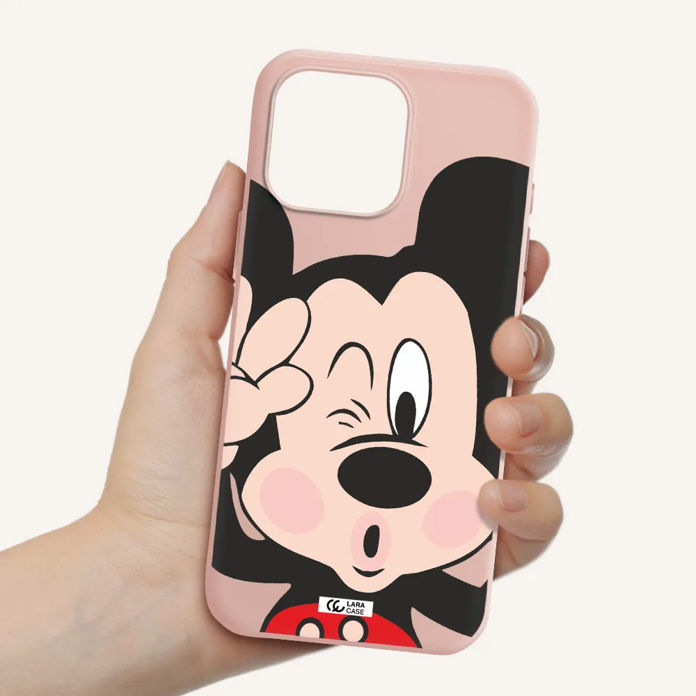 Mickey Mouse Apple Iphone 16 Pro Max Silicone Pastel Pink Case