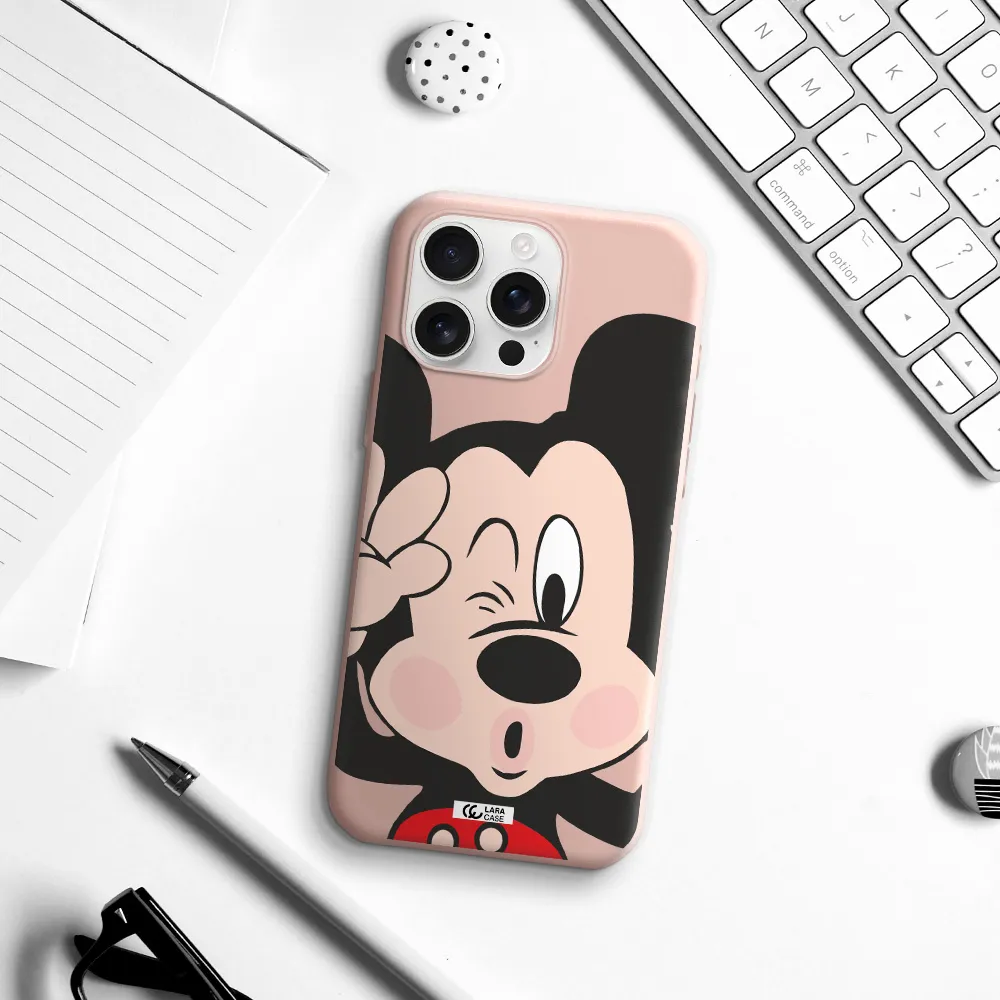Mickey Mouse Apple Iphone 16 Pro Max Silicone Pastel Pink Case