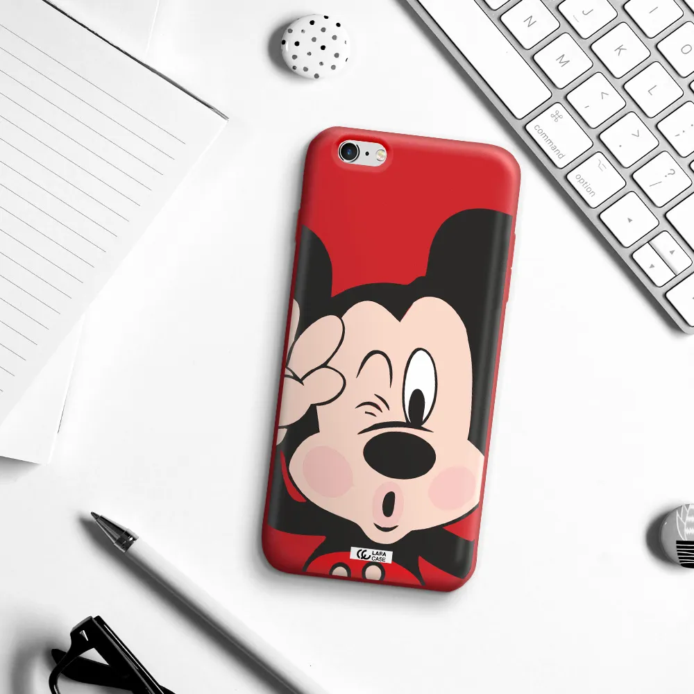 Mickey Mouse Apple iPhone 6S Silicone Imperial Red Case