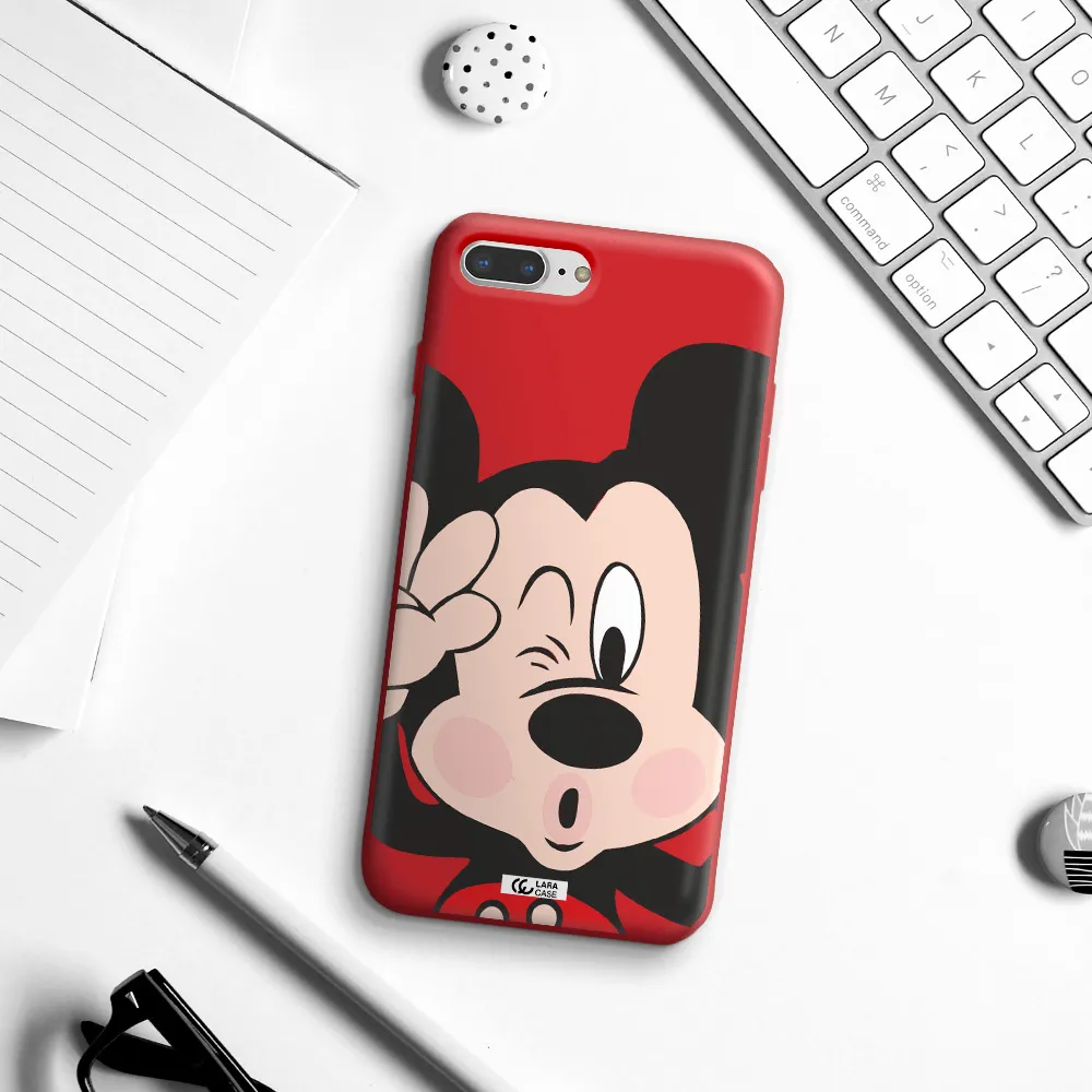 Mickey Mouse Apple iPhone 8 plus Silicone Imperial Red Case