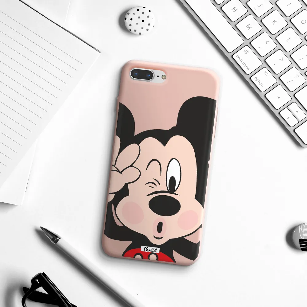 Mickey Mouse Apple iPhone 8 plus Silicone pastel pink Case