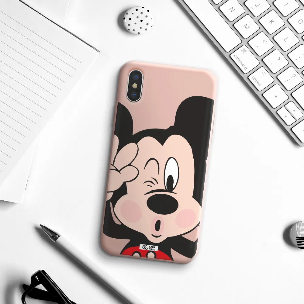 Mickey Mouse Apple iPhone X Silicone pastel pink Case