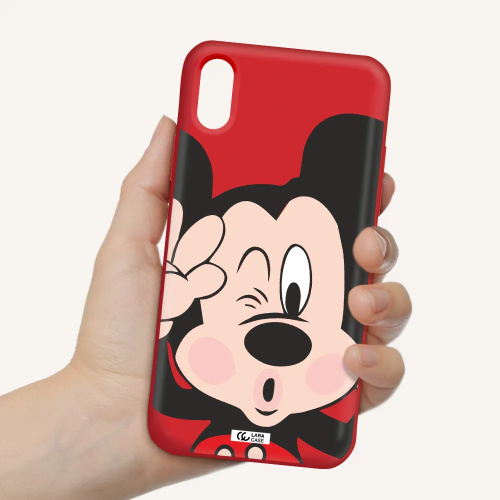 Mickey Mouse Apple iPhone XS Silicone Imperial Red Case