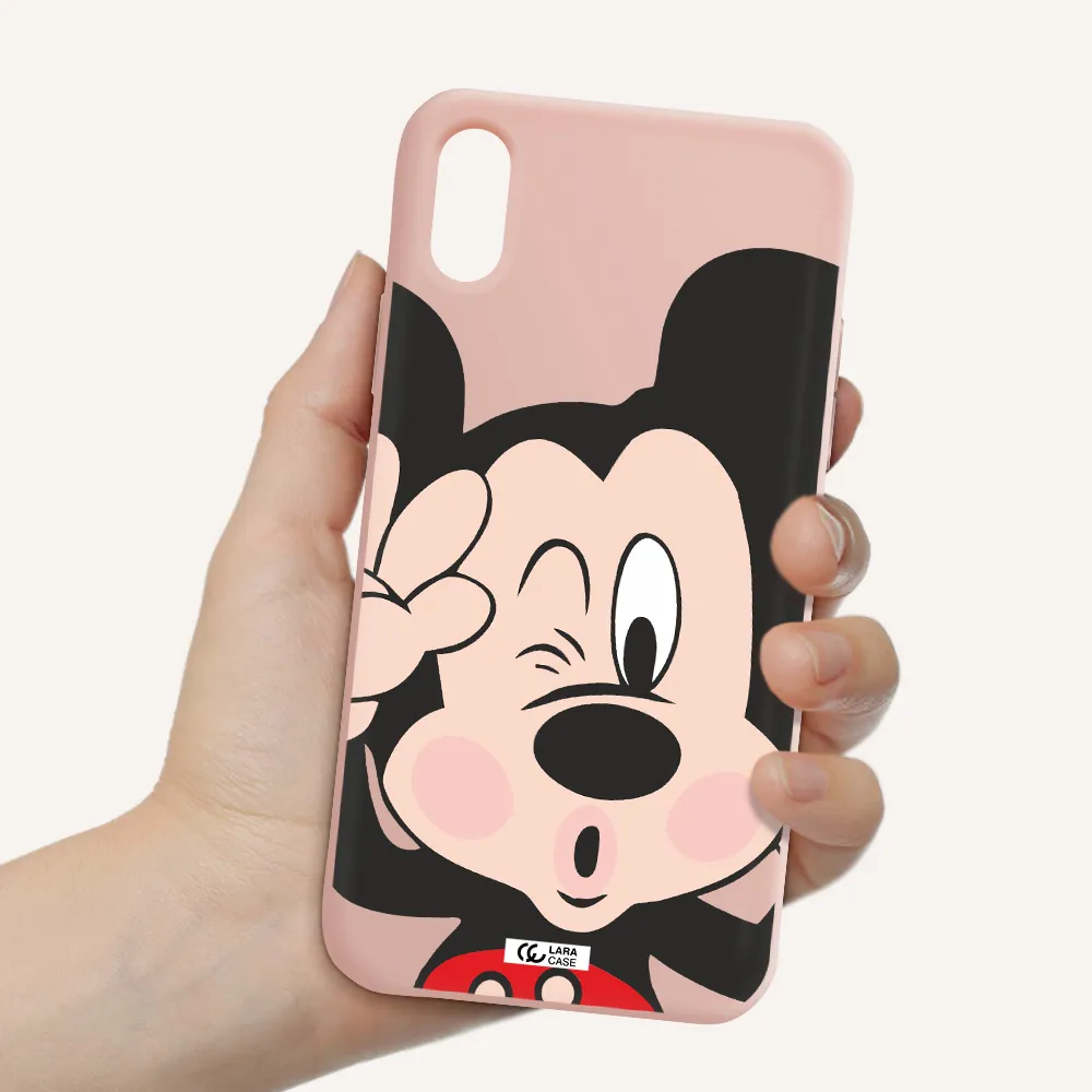 Mickey Mouse Apple iPhone XS Silicone pastel pink Case