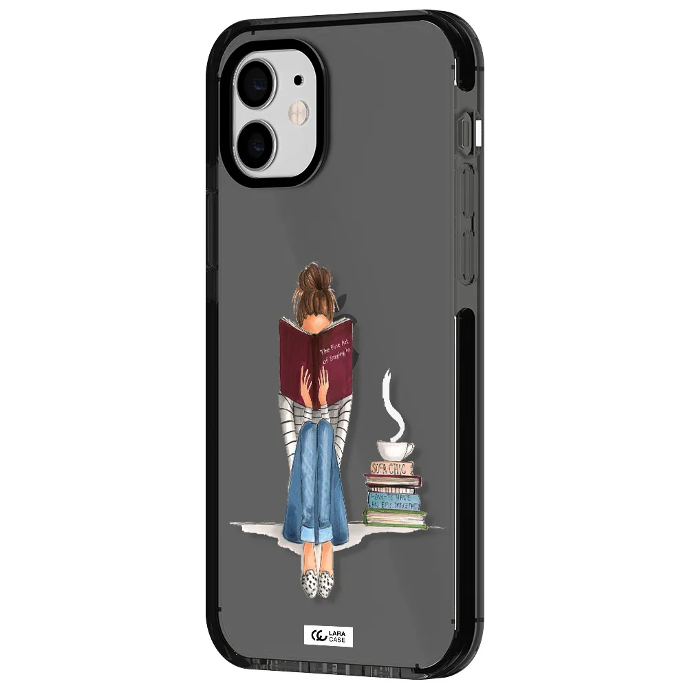 Reading Hobby Girl Apple iPhone 11 impact Smoke Black Case
