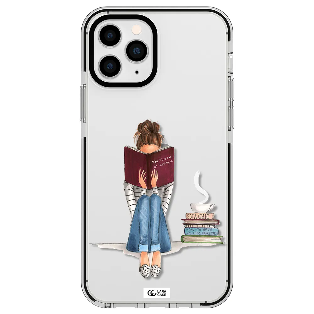 Reading Hobby Girl Apple iPhone 11 pro impact black border Case