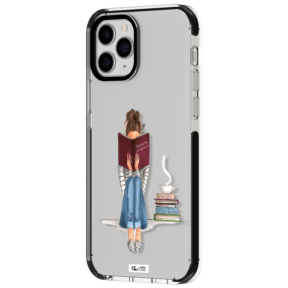 Reading Hobby Girl Apple iPhone 11 pro max impact black border Case