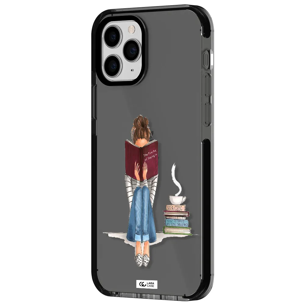 Reading Hobby Girl Apple iPhone 11 pro max impact Smoke Black Case