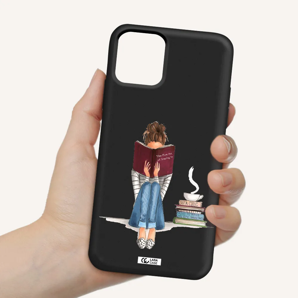 Reading Hobby Girl Apple iPhone 11 pro max Silicone black Case