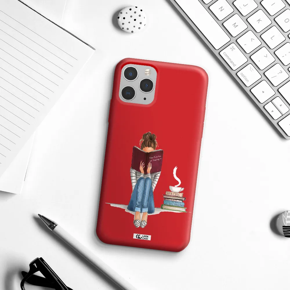 Reading Hobby Girl Apple iPhone 11 pro Silicone Imperial Red Case