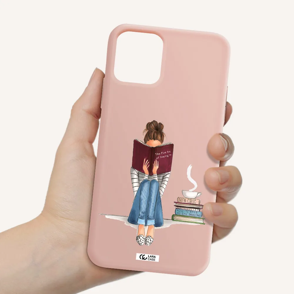 Reading Hobby Girl Apple iPhone 11 pro Silicone pastel pink Case