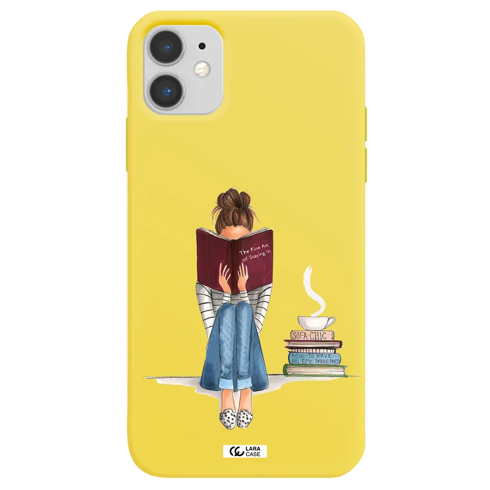 Reading Hobby Girl Apple iPhone 11 Silicone canary yellow Case