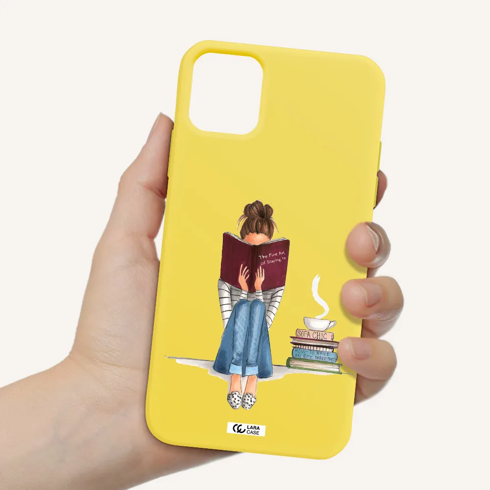 Reading Hobby Girl Apple iPhone 11 Silicone canary yellow Case