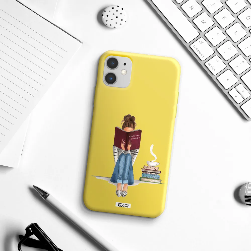 Reading Hobby Girl Apple iPhone 11 Silicone canary yellow Case