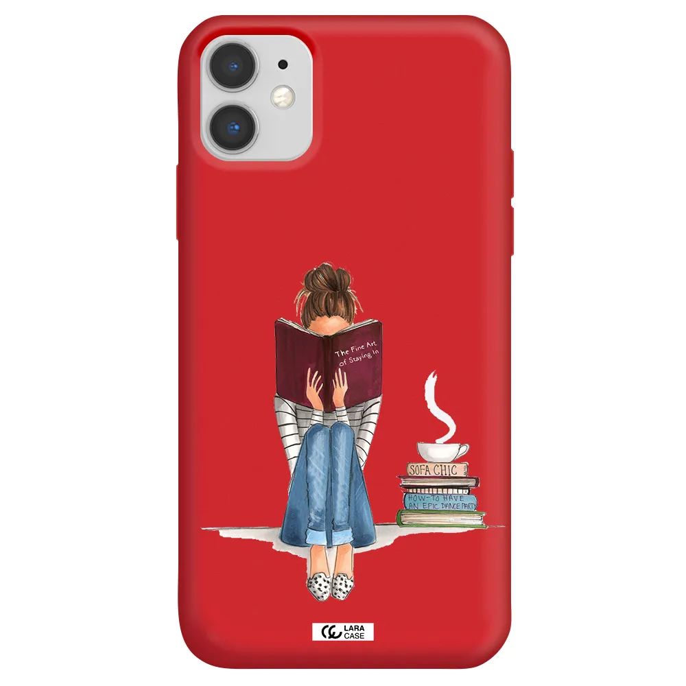 Reading Hobby Girl Apple iPhone 11 Silicone Imperial Red Case
