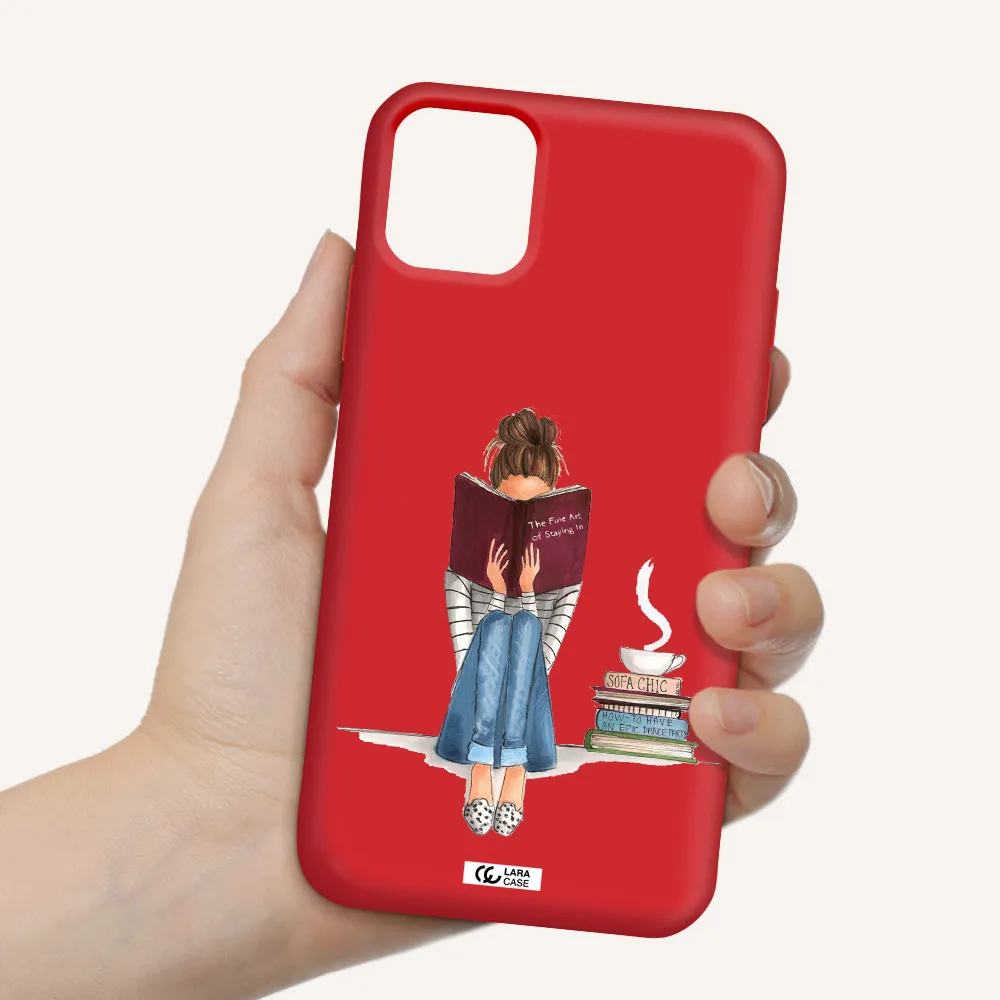 Reading Hobby Girl Apple iPhone 11 Silicone Imperial Red Case