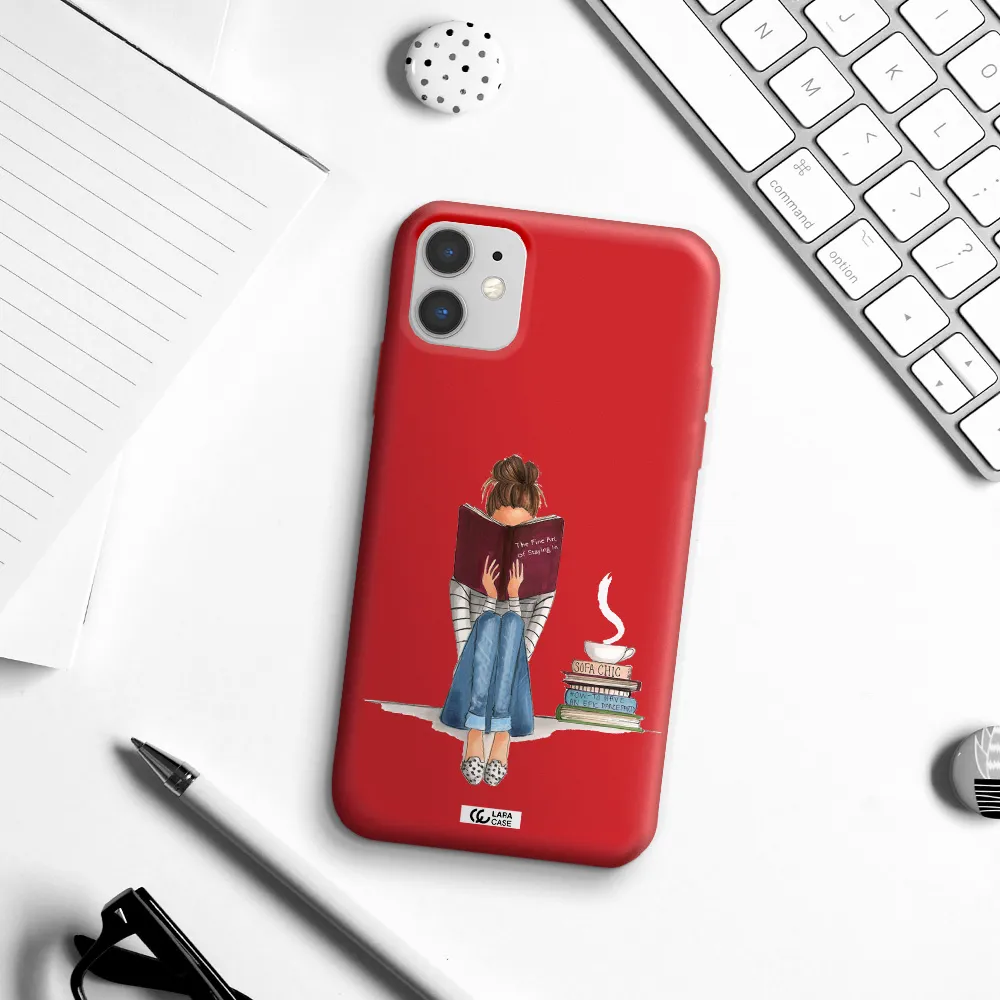 Reading Hobby Girl Apple iPhone 11 Silicone Imperial Red Case
