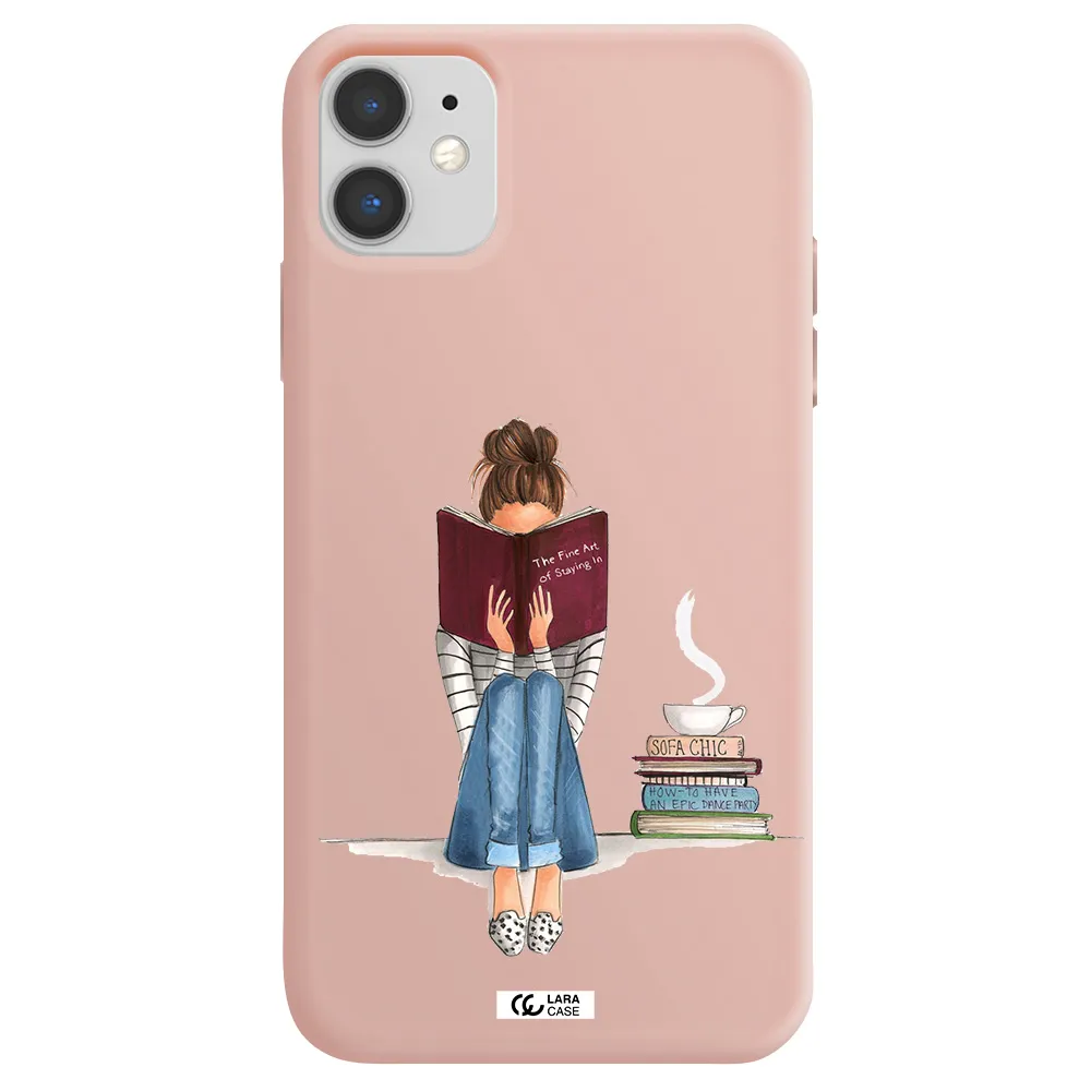 Reading Hobby Girl Apple iPhone 11 Silicone pastel pink Case