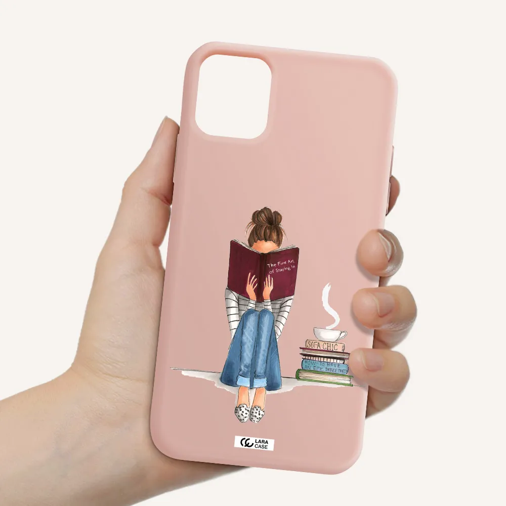 Reading Hobby Girl Apple iPhone 11 Silicone pastel pink Case