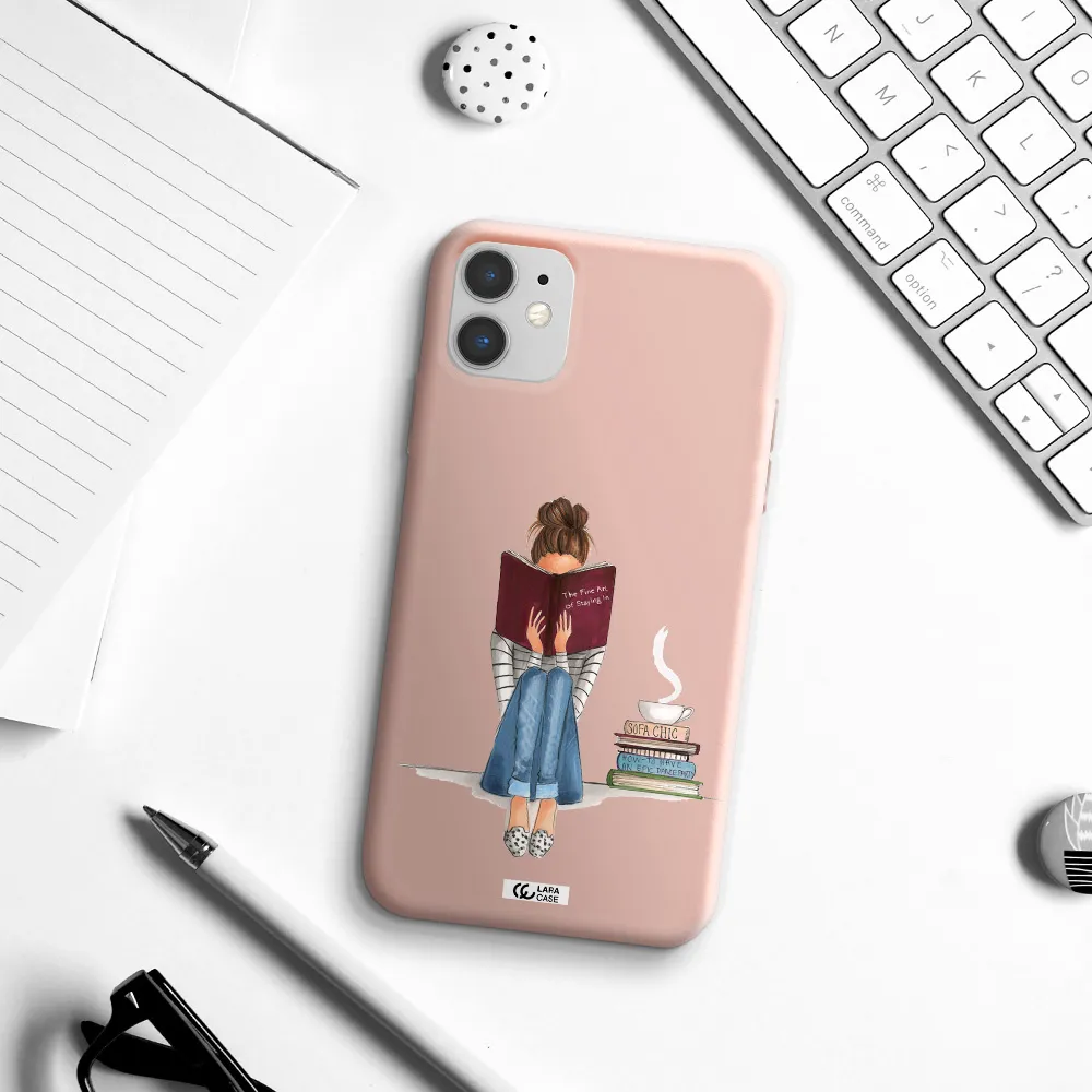 Reading Hobby Girl Apple iPhone 11 Silicone pastel pink Case