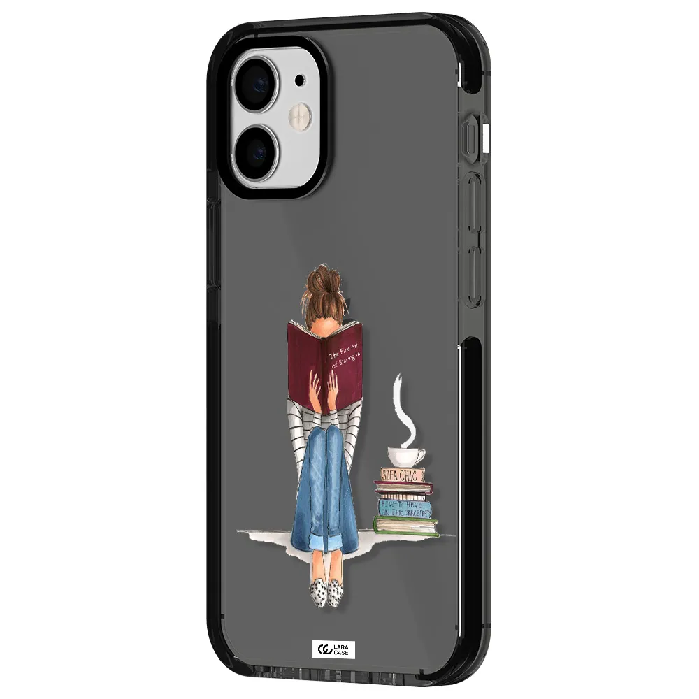 Reading Hobby Girl Apple iPhone 12 mini impact Smoke Black Case